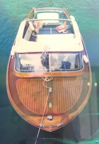 Aerial view of the Swiss Craft on the water