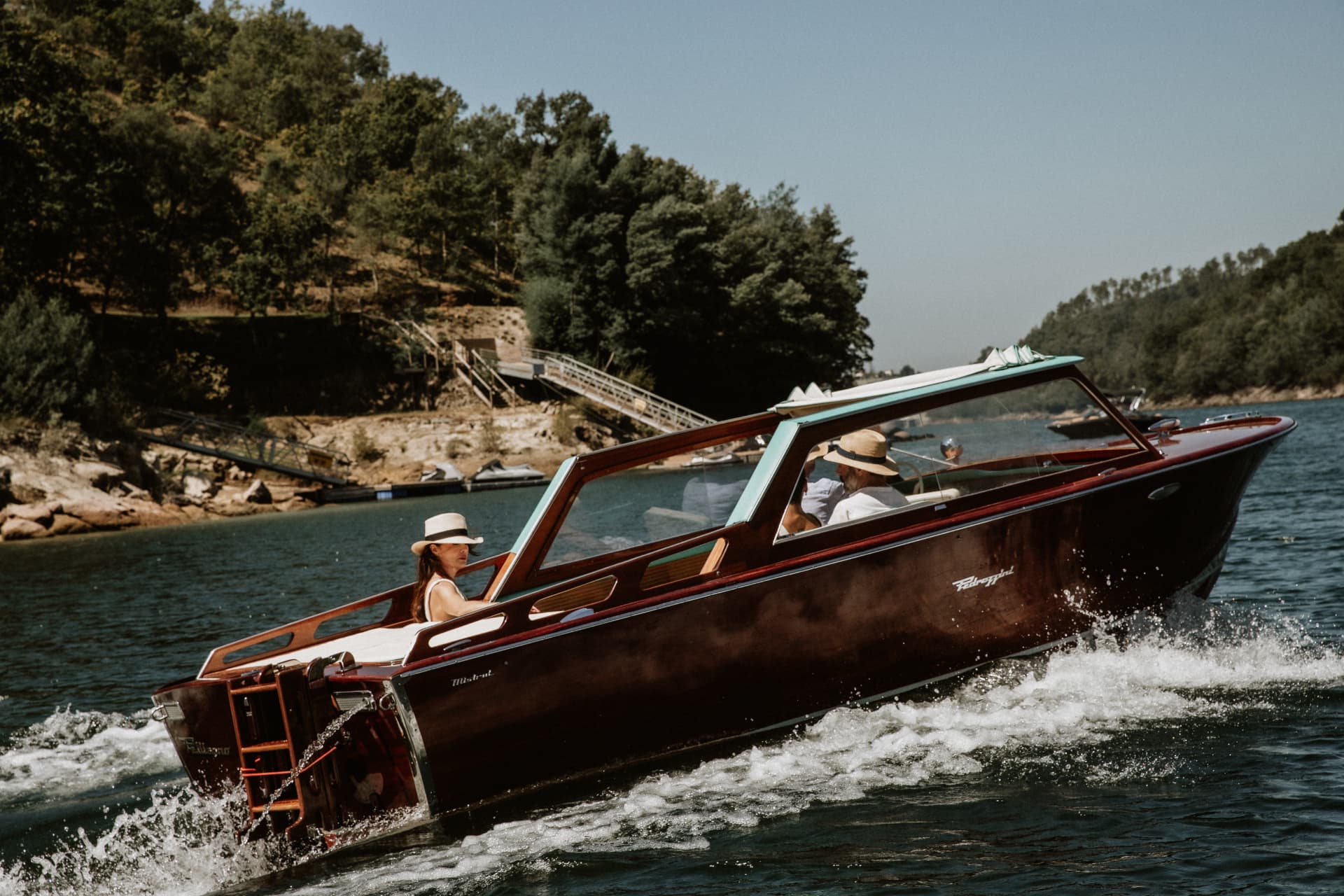 Pedrazzini motor yacht cruising on the Cávado river